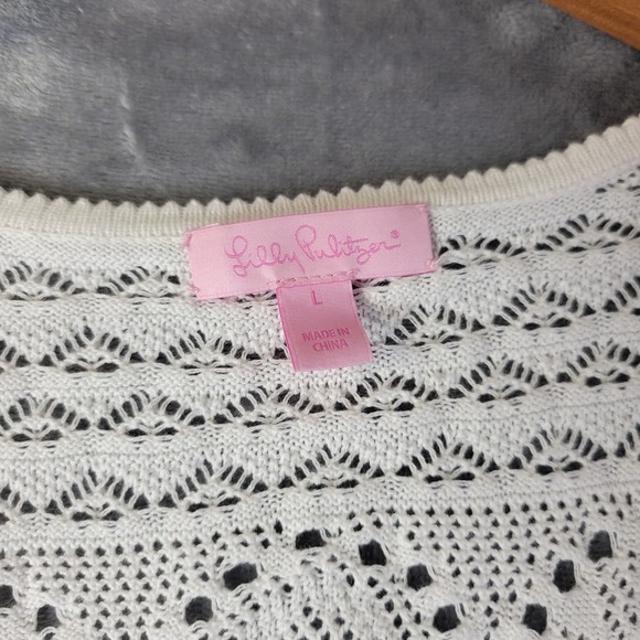 Lilly Pulitzer Paulette Resort Crochet Sweater Dress L Cruise Vacation Beach - Picture 2 of 6